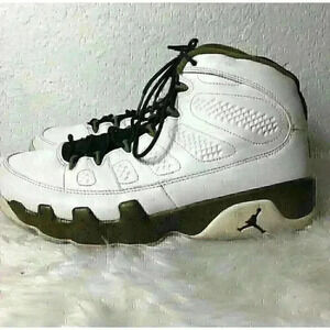 Nike Air Jordan 9 Retro Statue Mens Sz 9.5 White Gold Sneakers 302370-109 OG-1X